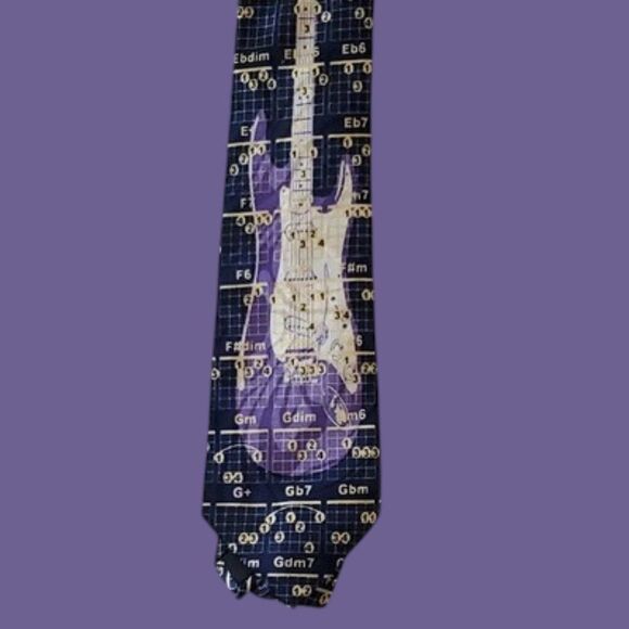 Steven Harris Guitar and Music Chords Pattern Neck Tie 57-58 inches see pics - Picture 4 of 8